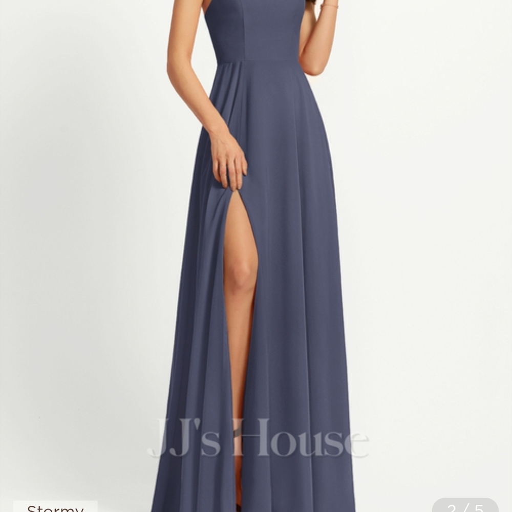 JJs House Gray Halter Slit Maxi Gown